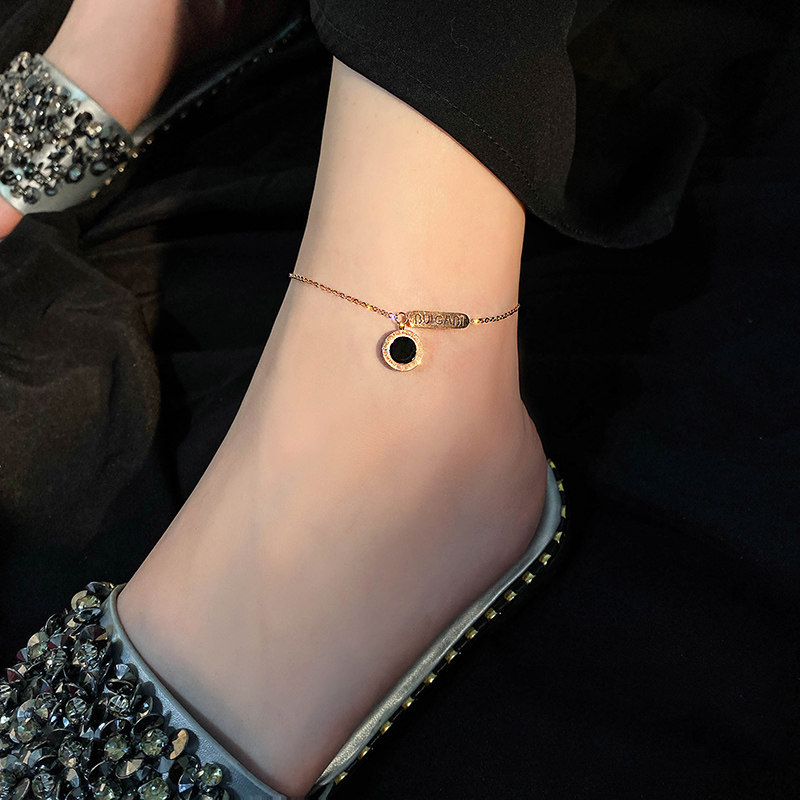 Korean Foot Chain Woman Pure Silver Ancient Wind Palace Court Rome Digital Net Red Rose Gold Ornament Sexy Bestie Minimalist Temperament