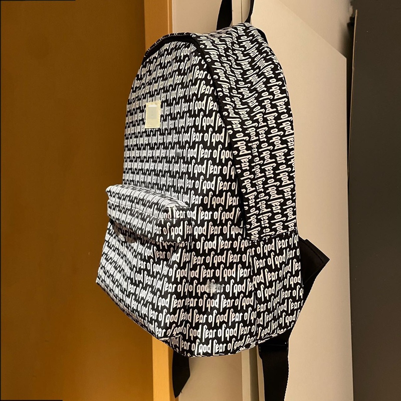 Correct Version of Fear of God Lyfog Backpack with Full Letter Print, Unisex School Bag