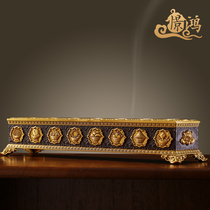 Pure copper Seven Star lamp frame sleeper oven Nepal Process 8 Auspicious Crisp oil lamp holder Miseware Wire Incense Box Pendulum