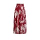 2025 Summer Chiffon Skirt Red Floral Slimming Long Skirt with Large Hem Plus Size Casual Dance Long Skirt for Women