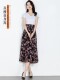 Skirt Clothing 2025 New Summer Chiffon Skirt Black Floral Skirt Slimming Mid-Length Large Hem Skirt for Women