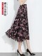 Skirt Clothing 2025 New Summer Chiffon Skirt Black Floral Skirt Slimming Mid-Length Large Hem Skirt for Women