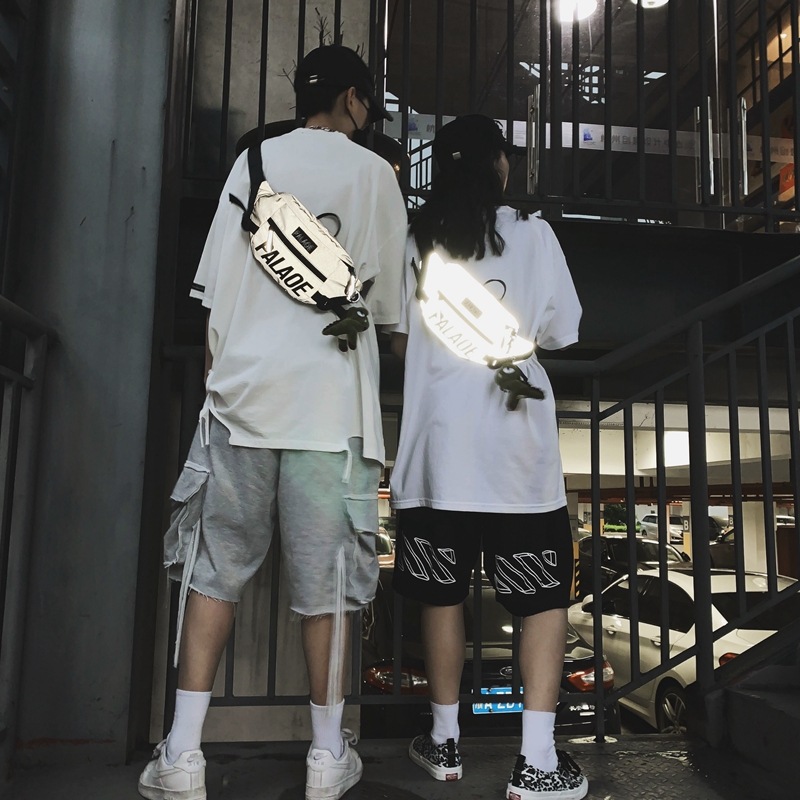 Skew Satchel Street Sports Oxford Boumen Ins Tide Cards Purse Chest Bag Women Sports Reflective Single Shoulder Bag Student-Taobao