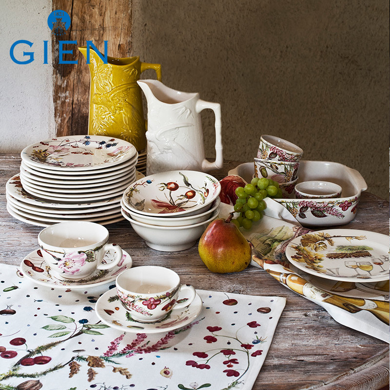 GIEN French imported tableware European-style ceramic dim sum plate Western food plate square plate gift home set fragrant series