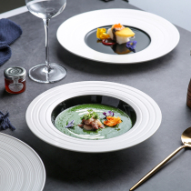 Pasta Western food plate breakfast ceramic deep mouth soup plate creative Net red straw hat plate Japanese tableware home Nordic