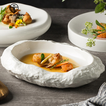 One Hen Commercial Creative Oval Home White Ceramic Dish Face 8 Inch Day Style Soup Ping West Cutlery Web Red Plate
