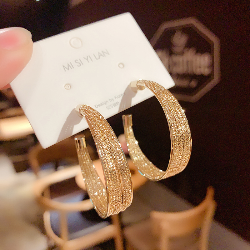 European and American exaggerated circle metal earrings feminine temperament net red big circle earrings personality versatile design earrings