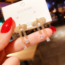 Korea East Gate Design Sense Butterfly Knot Earrings Temperament Net Red Girl Ear Nail Drop Earrings 100 Hitch Clip