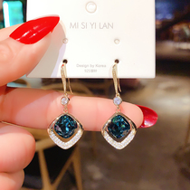 Korean Temperament Net Red Blue Crystal Earrings Superior Feel Light Luxury Accessories East Gate Fashion 100 Hitch Super Fairy