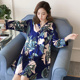 . Pyjama phụ nữ mùa hè mỏng lụa dài tay sexy pajama cardigan lớn kích thước mm200 mỡ kg mùa xuân và mùa thu nhà.