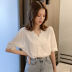 . Áo sơ mi trắng thiết kế nữ cảm giác nhỏ đám đông loose-fitting áo khoác 2020 mùa hè Hàn Quốc phiên bản V cổ áo không khí ngắn tay áo lót 