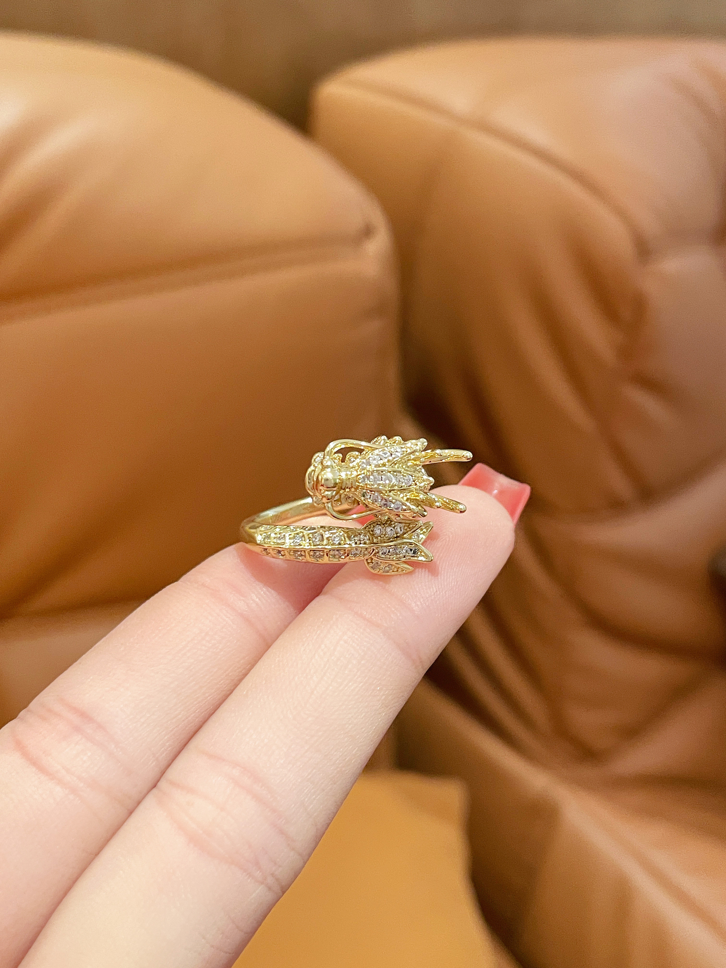 Year of the Dragon Zodiac Sign Open Ring for Women, Niche Design, Light Luxury, High-End Feel, Autumn and Winter Ring, Finger Ring, Index Finger Ring