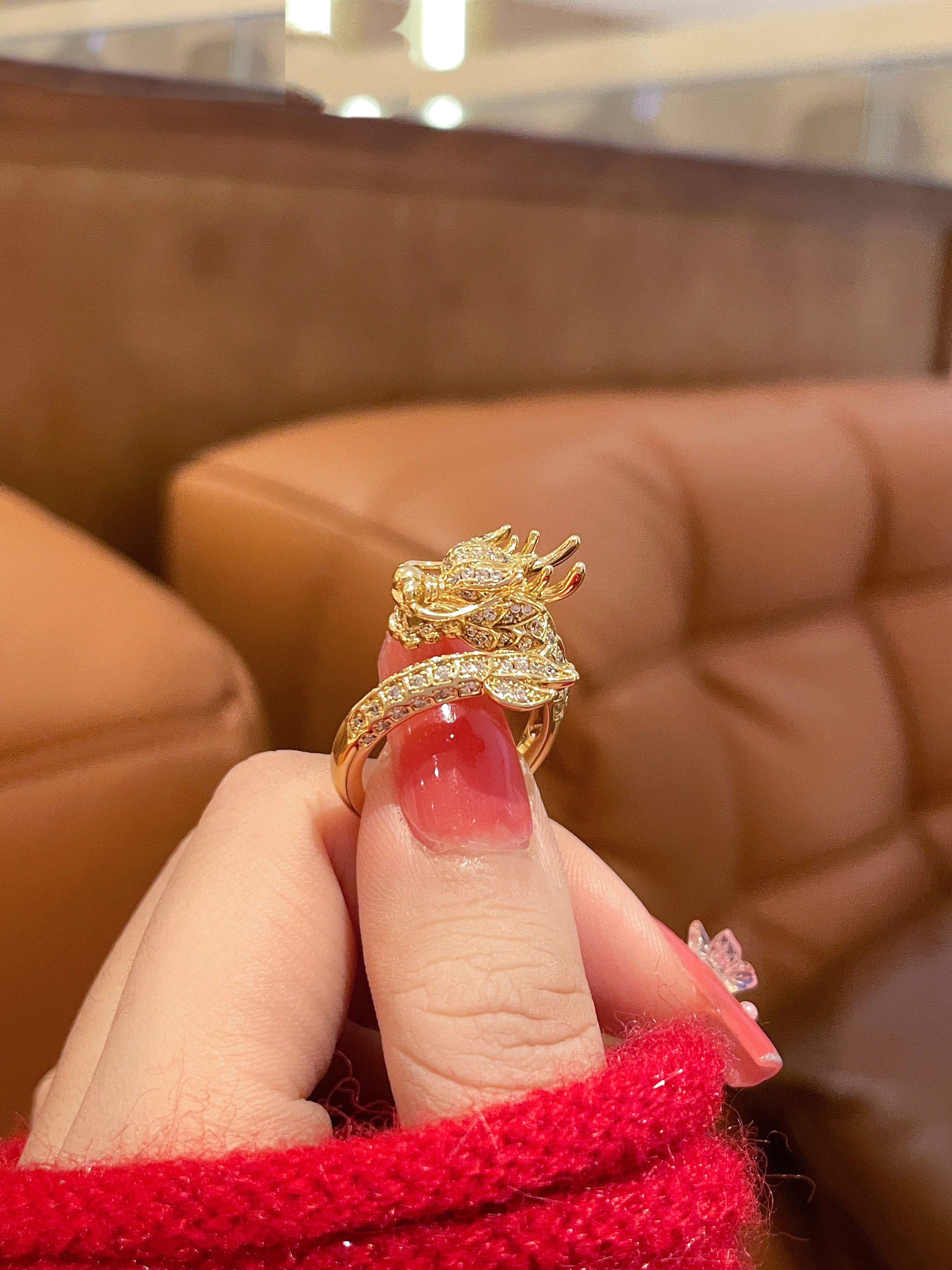 Year of the Dragon Zodiac Sign Open Ring for Women, Niche Design, Light Luxury, High-End Feel, Autumn and Winter Ring, Finger Ring, Index Finger Ring