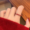 Star Red Retro Niche Design Light Luxury High-End Open Ring for Women 2025 New Popular Index Finger Tail Ring