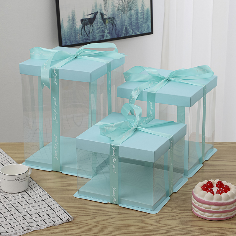 Transparent cake box 4 6 8 10 12 inch double-layer heightened net red balloon thickened cake box