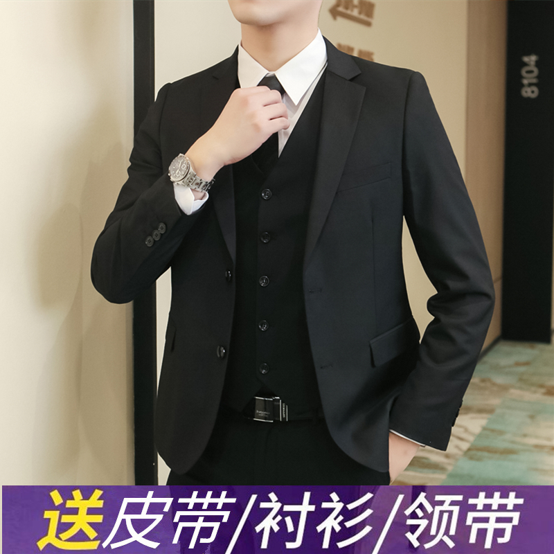 Western Suit Suit Men's Body Business Casual Career Positive Dress Groom Bridegroom Wedding Gown Handsome Young Suit Man