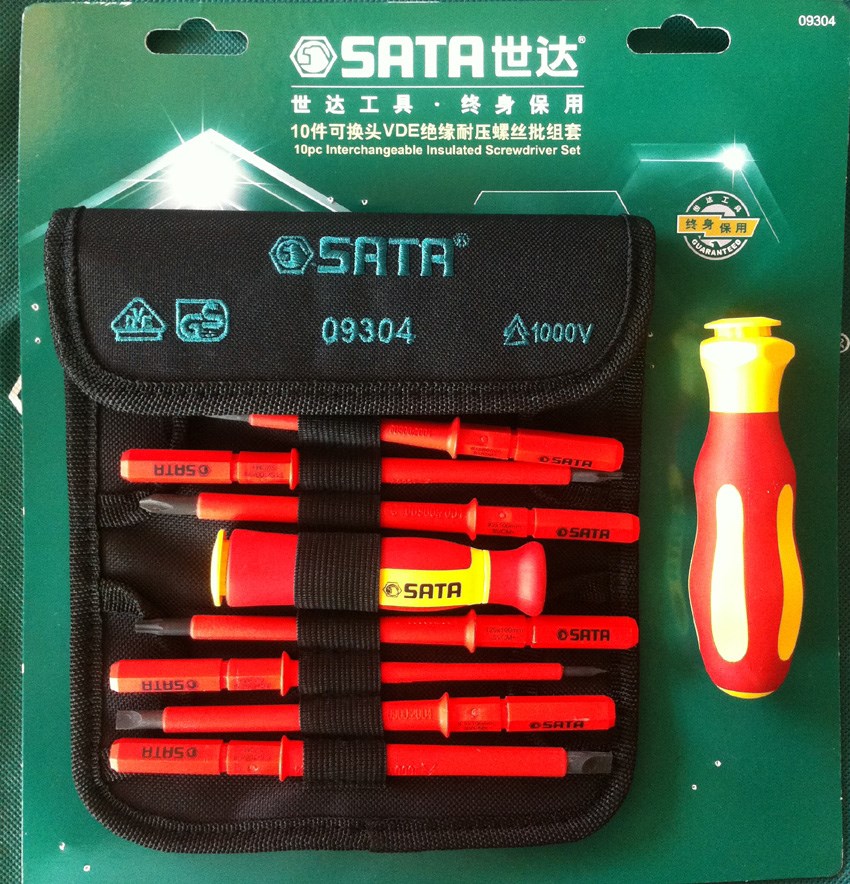 SATA Seda Tools 10 pieces exchangeable head VDE Insulation screw screwdriver set Screwdriver Screw Driver Tool 09304
