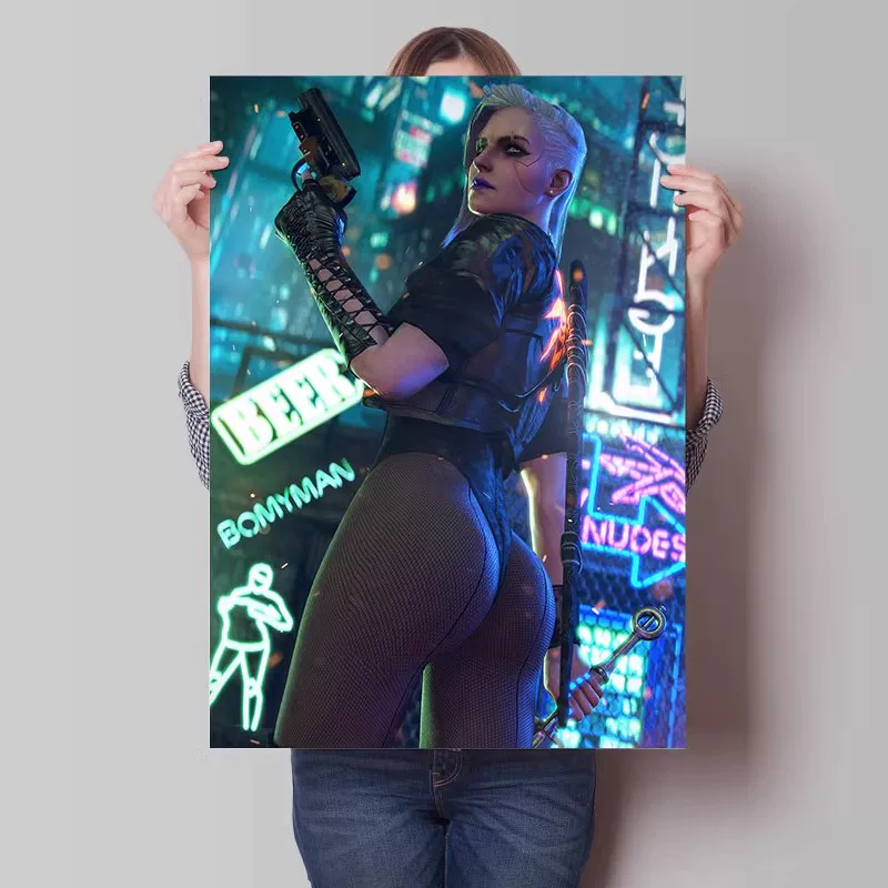 Big waterproof self-adhesive poster on wall for bedroom, punk style