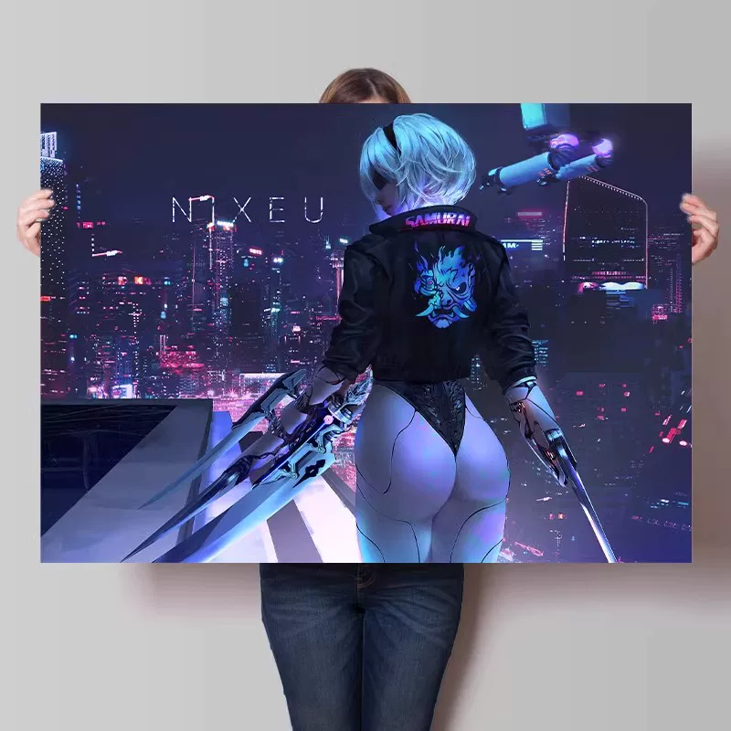 Big waterproof self-adhesive poster on wall for bedroom, punk style