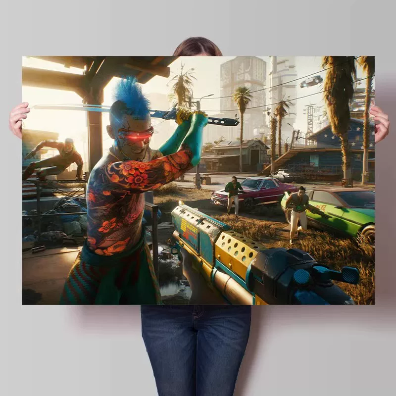 Big waterproof self-adhesive poster on wall for bedroom, punk style
