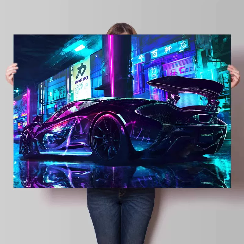 Big waterproof self-adhesive poster on wall for bedroom, punk style