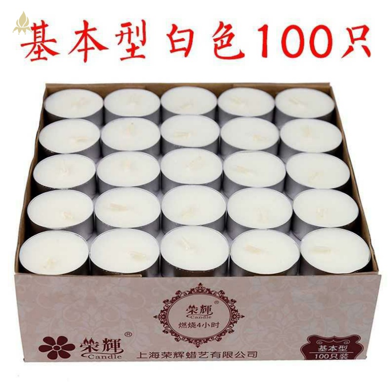 Tea wax smoke-free candle Smoke-free tea wax burning warm tea heating candle Hot tea Buddha lamp Thermal insulation white white bleaching and boiling