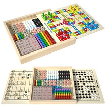 Backgammon Kids Kids Puzzle Checkers Fighting Beast Chess Multifunctional Board Game Wooden All-in-One Flying Chess