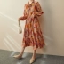 AnneKlein tính khí eo thắt eo lớn váy xoay nữ mùa thu 2021 mới váy ren dài kiểu phương tây - váy đầm