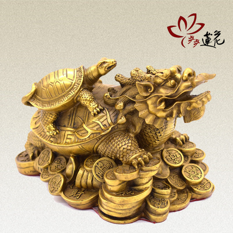 Step-Step Lotus pure bronze dragon turtle swinging piece bronze mother-son dragon turtle second-generation tortoise