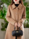 Autumn and Winter Women's Cashmere Coat with Doll Collar, Single-Breasted, Loose Fit, Slimming, Mid-Length, 100% Wool Double-Sided Woolen Coat
