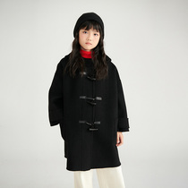 Girls and boys cashmere woolen coat 24 autumn and winter childrens clothing mid-length style 100 wool childrens double-sided coat