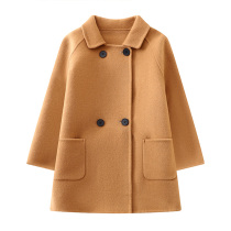 2024 autumn and winter childrens cashmere woolen coat fashionable double-sided 100% wool coat for boys and girls mid-length Korean version