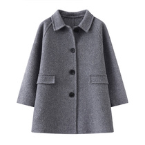 Girls cashmere woolen coat 24 autumn and winter new childrens clothing mid-length style childrens 100% wool double-sided coat