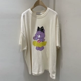 Хлопковая летняя мультяшная приятная телу футболка с коротким рукавом, большой размер, с медвежатами, круглый воротник, оверсайз