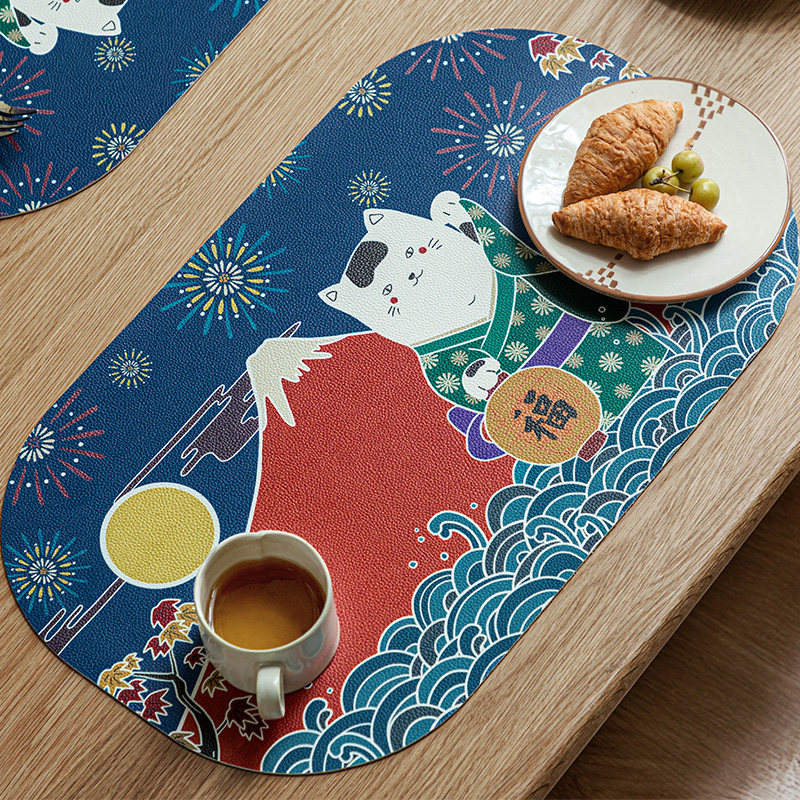 Yuwu set Japanese-style Zhao Cai cat heat insulation mat anti-scalding heat-resistant home Western placemat silicone table table mat coaster