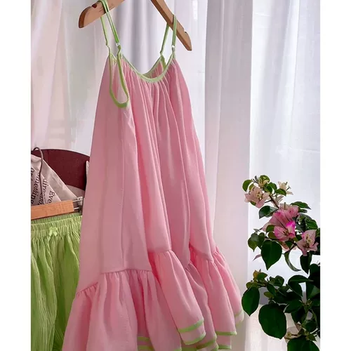 Очень большое летнее платье, юбка, милое платье-комбинация, большой размер, подходит для полных девушек, французский стиль