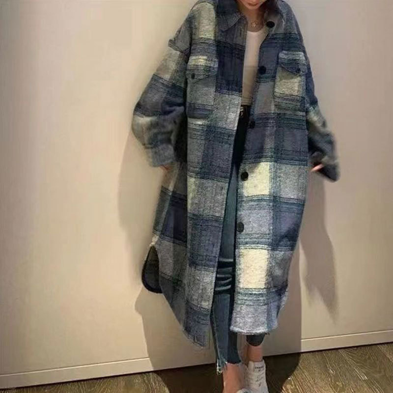 Extra Large Size 150kg Plus-Size Women's Mid-Length Plaid Brushed Coat for Autumn and Winter, High-End Over-The-Knee Thickened Overcoat2 Extra Large Size 150kg Plus-Size Women's Mid-Length Plaid Brushed Coat for Autumn and Winter, High-End Over-The-Knee Thickened Overcoat2