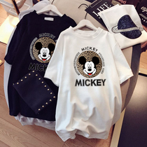 Pregnant womens summer top t-shirt mid-length cotton short-sleeved pregnant womens T-shirt loose plus size Korean version of the tide mother bottoming summer