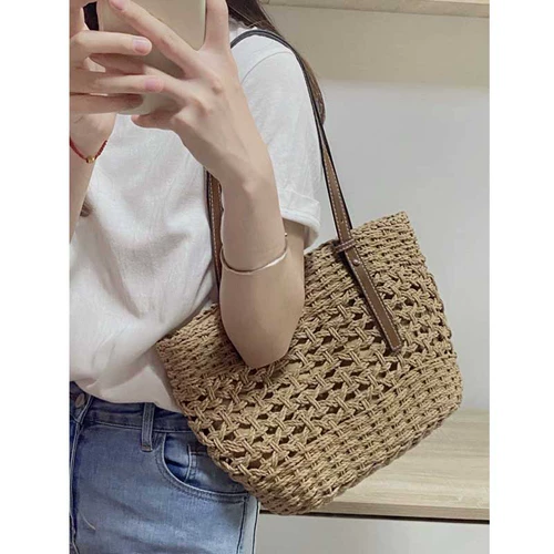 Соломенная дизайнерская сумка на одно плечо, популярно в интернете, премиум класс