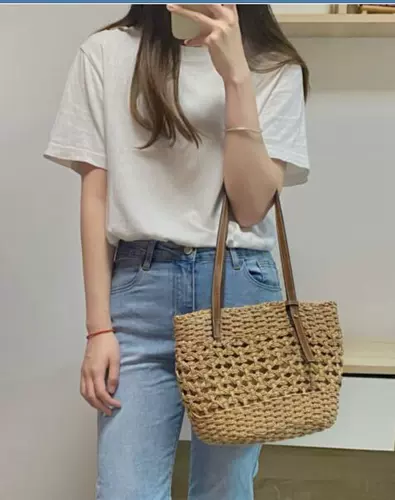 Соломенная дизайнерская сумка на одно плечо, популярно в интернете, премиум класс