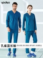 Павлин синие длинные рукава [та же модель мужчин и женщин]