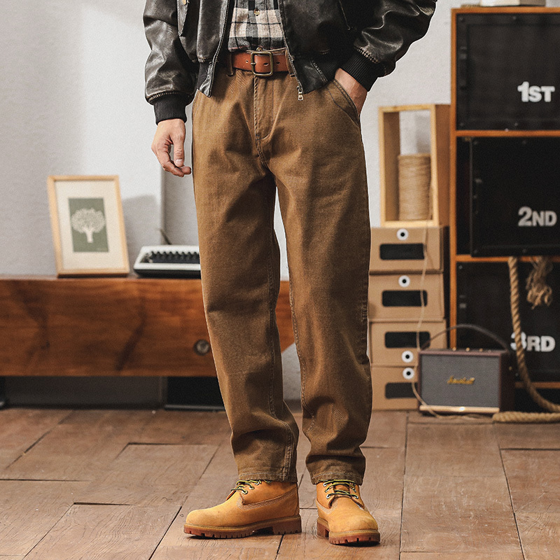 American Retro Heavyweight Jeans for Men, Trendy Brand Amekaji Casual Pants, New Spring Versatile Straight-Leg Pants