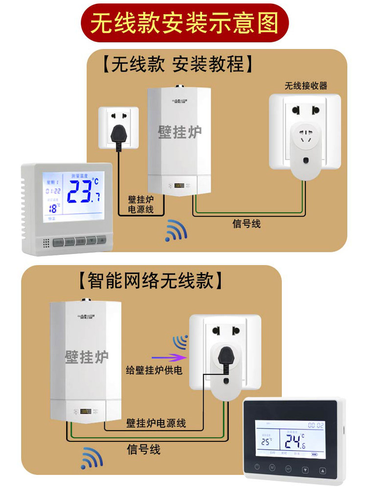 Suitable for Weier Small Squirrel Wall-Mounted Boiler Thermostat, Floor Heating Temperature Control Switch, Wireless and Wired Wifi Remote Controller