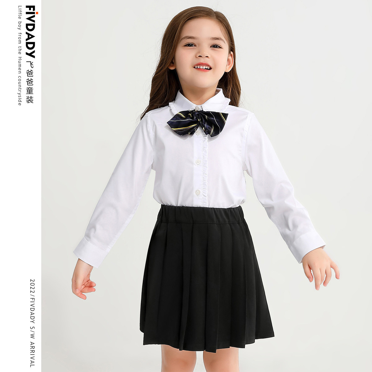 Summer-thin children's burn-free long sleeves pure white shirt girl white shirt lace princess collar primary school pupil acting out-Taobao