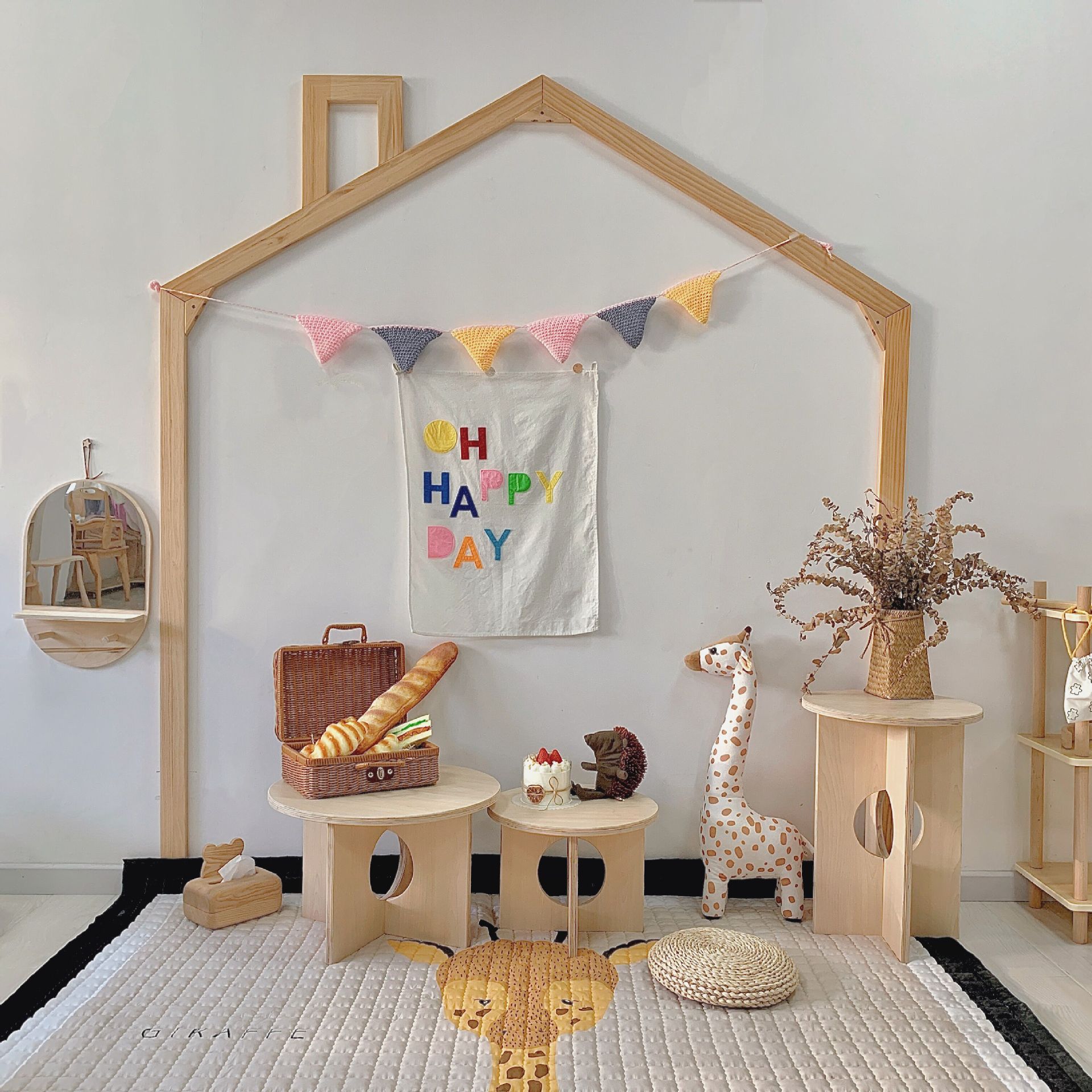 Korean children's study table Nordic style Jane Bay window Baby small table Bed head decoration small coffee table shooting ornaments