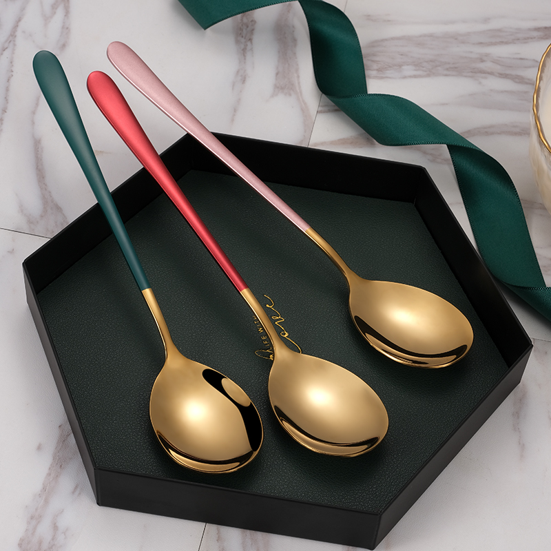 High-value spoon personality long handle creative exquisite household small spoon spoon rice spoon spoon spoon stainless steel spoon
