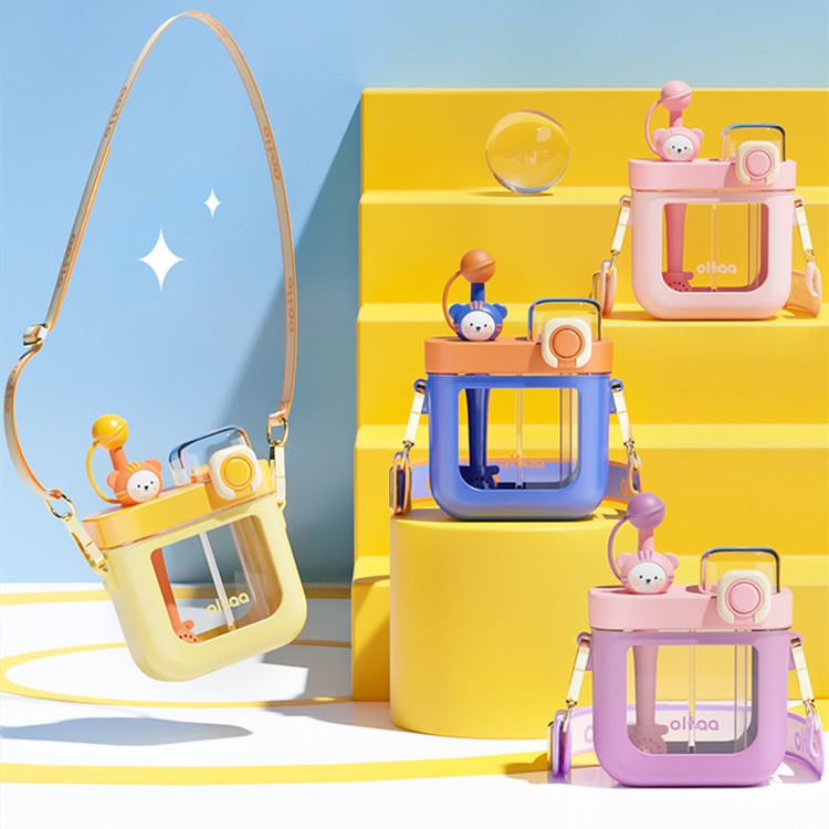 Children's water cup summer school special primary school student kettle kindergarten baby drinking water cup double drinking mouth straw cup