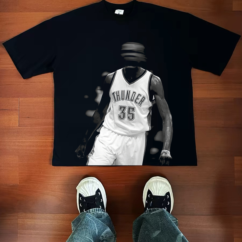 Kevin Durant American-Style Vintage Thunder Basketball Streetwear Pure Cotton National Trend Short and Long Sleeve T-Shirt