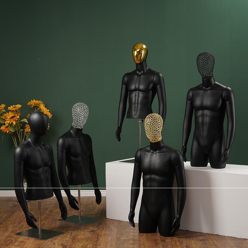 New Male Model Halfman Bench Underwear Human Body Fake Clothes Hanger Clothes Electroplating Men's Clothing Clothing Shop Props Show Shelf