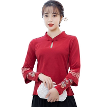 Hanfu Spring Clothes Chinese Style Disc Button Tea Clothes Large Size Tang Suit Tops Republic of China Retro Womens Clothing Improved Cheongsam Two-piece Set